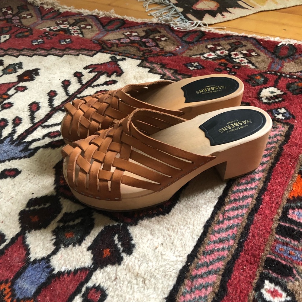 Swedish hasbeens open toe clogs